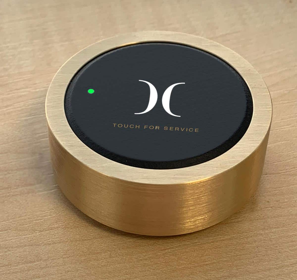 Custom brass call button for paging system