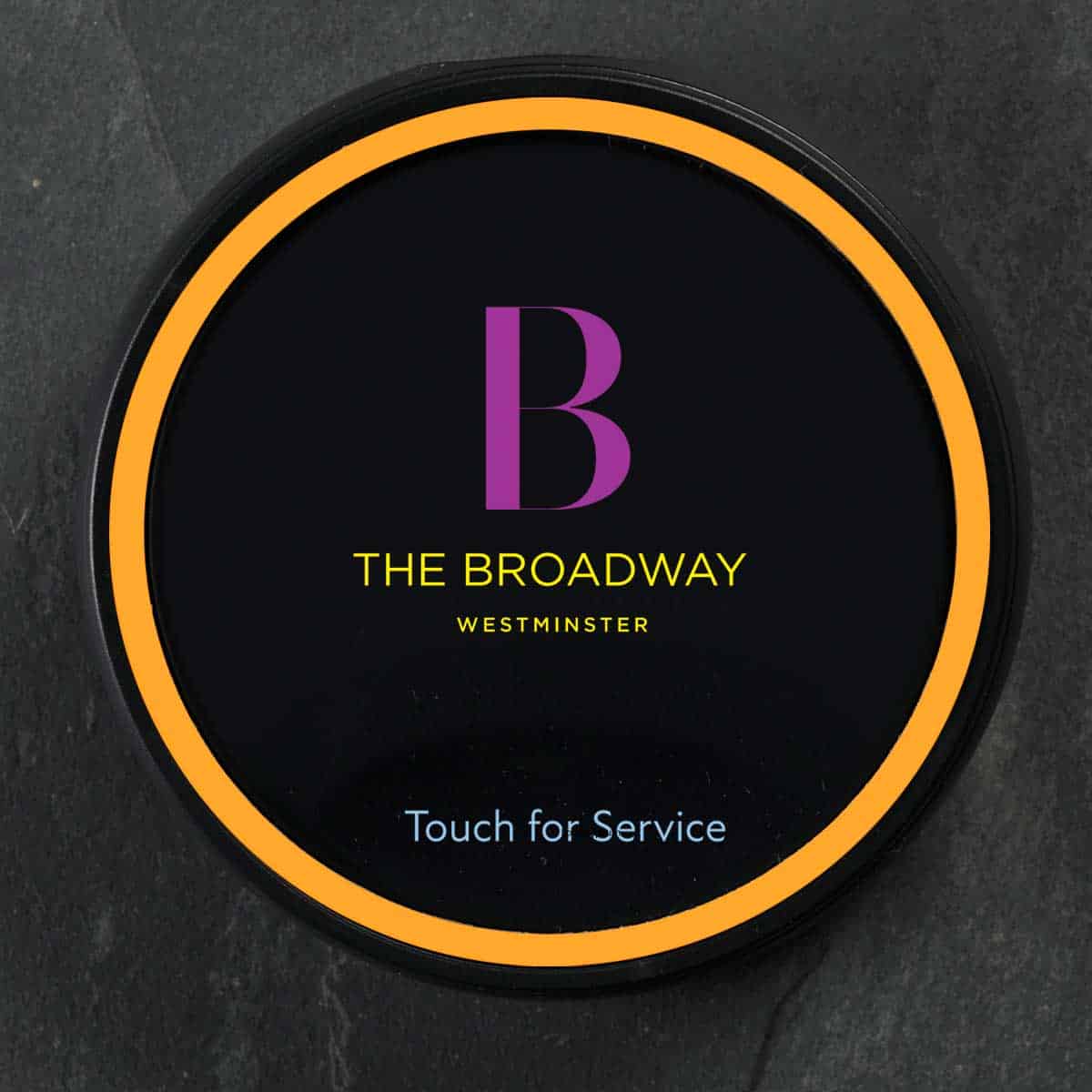 The Broadway residences call for service button - charcoal