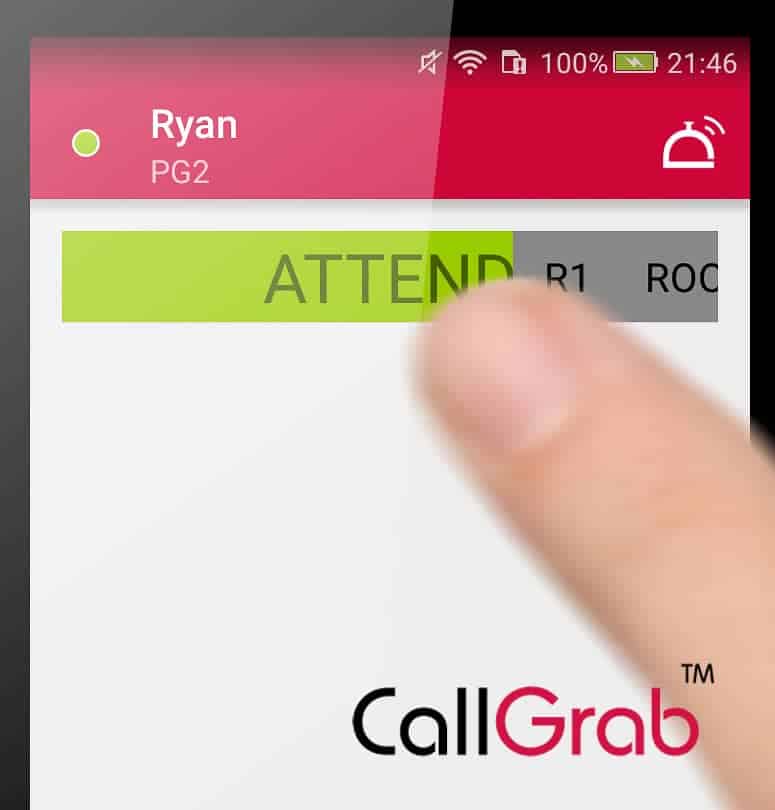 mobile phone showing pager system CallGrab