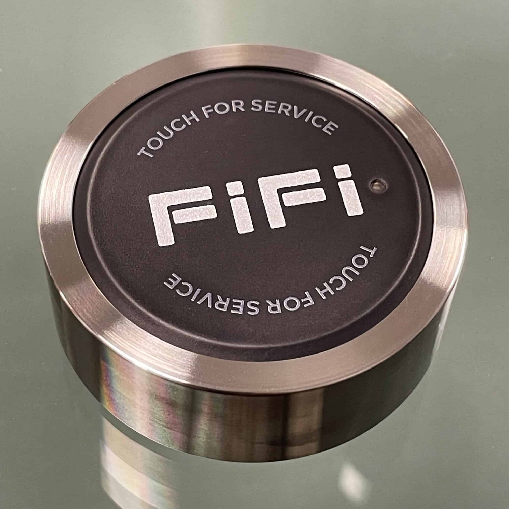Customised Dinggly OneTouch Halo call buttons with FiFi superyacht graphics